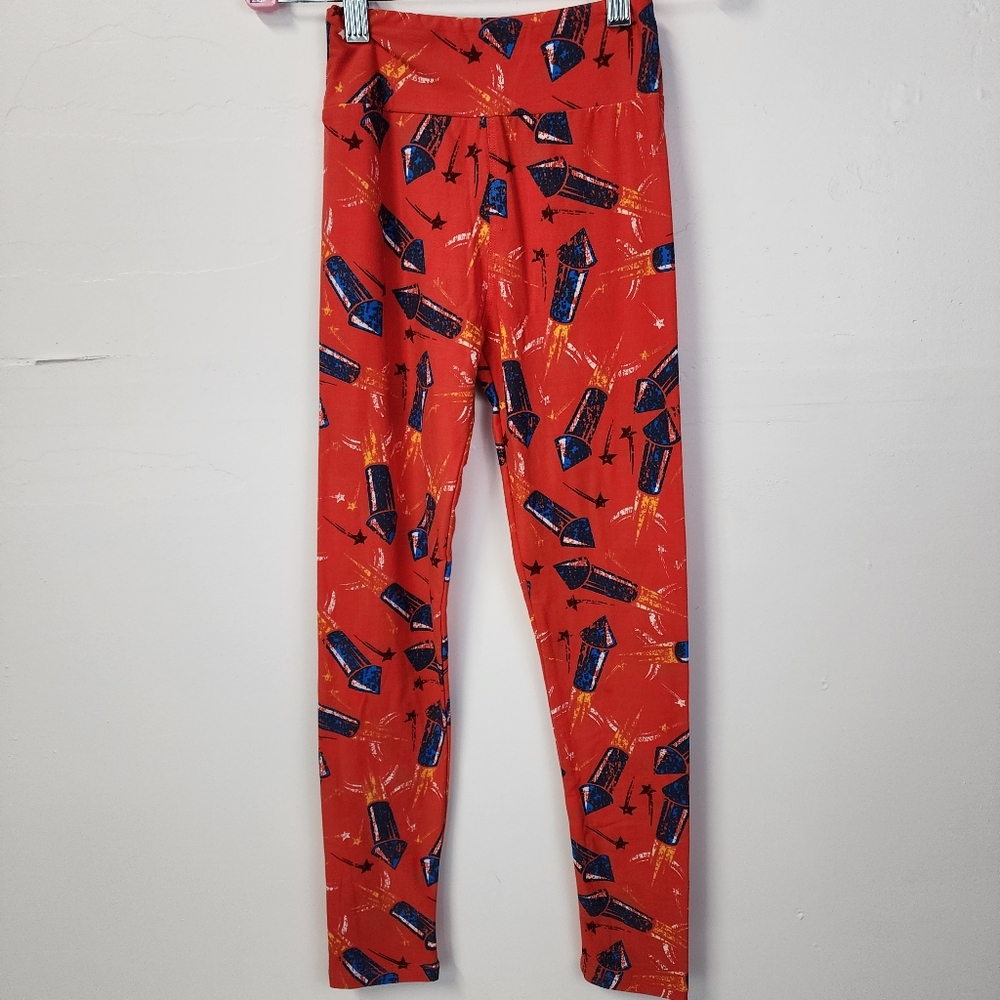 LuLaRoe Tween Leggings NWOT Red Fireworks